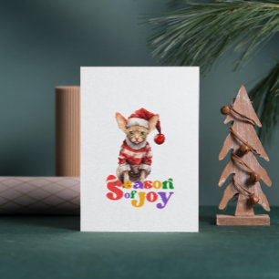Carte Sphynx Chat Saison de joie Noël Salutation
