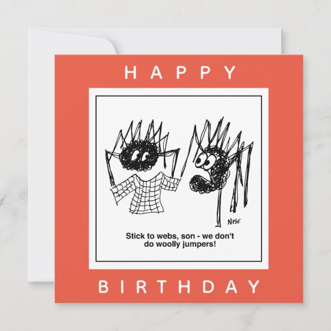 Carte Spider dit "Stick to Webs" Caricature. (Devant)