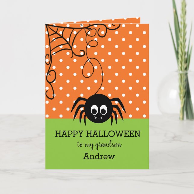 Carte Spider Halloween Grandson (Devant)