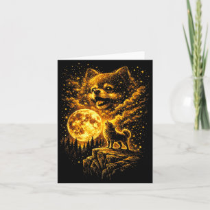 Carte Spitz poméranien hurlant à la lune vintage 90 drôl