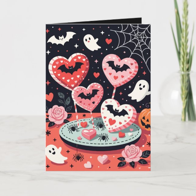 Carte Spooky-cute Halloween Illustration of Heart  (Devant)