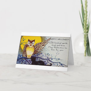 Carte Spooky Owl Vintage Halloween