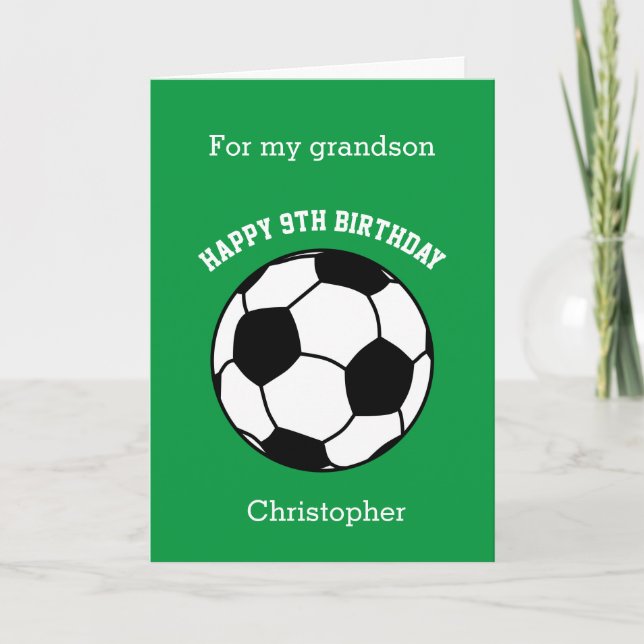 Carte Sport de soccer vert 9e anniversaire (Devant)