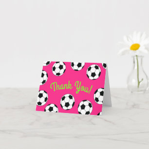 Carte Sports de football Anniversaire fête Merci rose