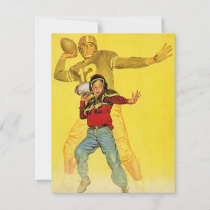 Carte Sports Vintage, garçon futur quart-arrière de foot
