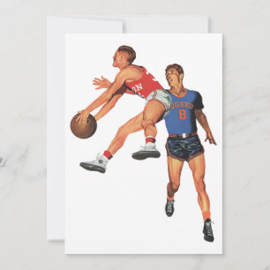 Carte Sports Vintage, Joueurs de Basket-ball dans un Mat
