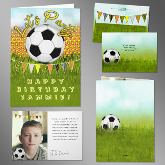 Carte Sporty Boys Soccer Birthday Card With Photo Space 