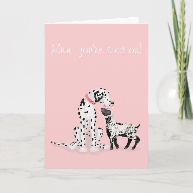 Carte Spotty dalmation & agneau 'Maman, tu es tache sur' (Devant)