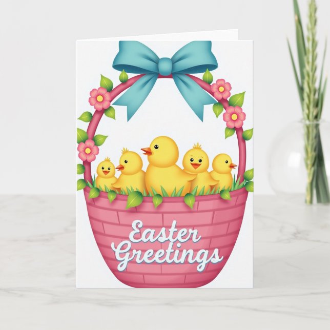 Carte Spring Birds Basket Greeting Card (Devant)