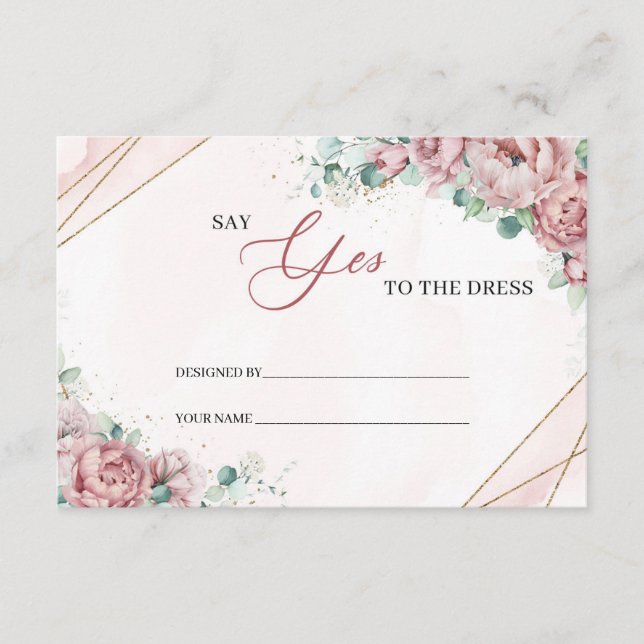 Carte "Spring Blush floral gold Say Yes to the dre (Devant)