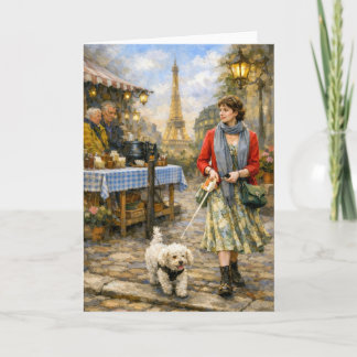 Carte Spring In Paris Poodle Greeting Card