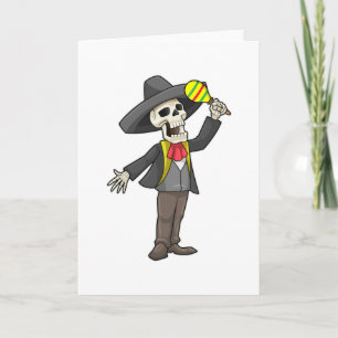 Carte Squelette à la musique avec maracas
