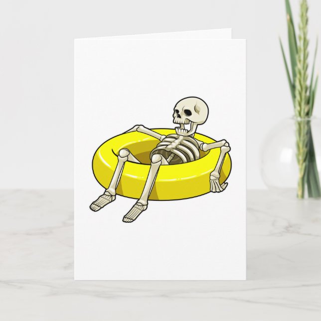 Carte Squelette à la piscine avec un cercle de natation (Devant)