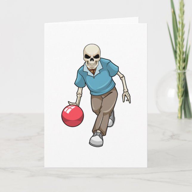 Carte Squelette au Bowling avec Bowling ball (Devant)