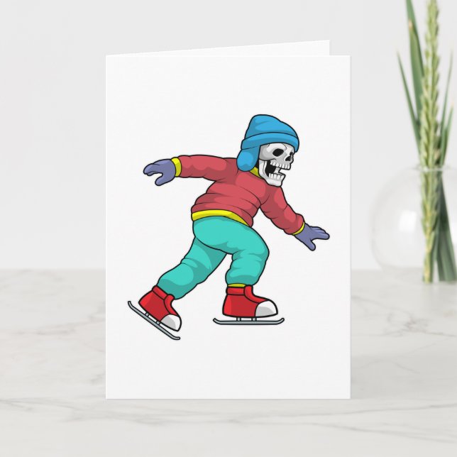 Carte Squelette au patinage sur glace avec des patins à  (Devant)