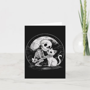 Carte Squelette Chat Crâne Kitty Cute Goth Halloween Cos