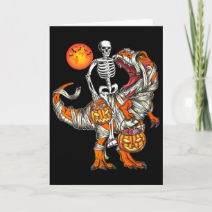 Carte Squelette de dinosaure Halloween T Rex Citrouille 