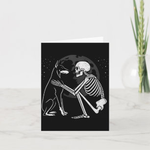 Carte Squelette de Doberman Pinscher Lune Halloween Chie