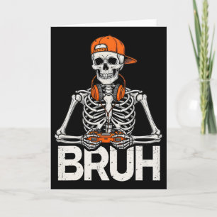 Carte Squelette de gamer Bruh Halloween Manette de jeu v