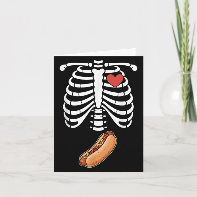 Carte Squelette de grossesse Hotdog Bosse du ventre Cage (Devant)