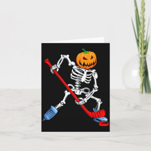 Carte Squelette de hockey sur glace Halloween Citrouille