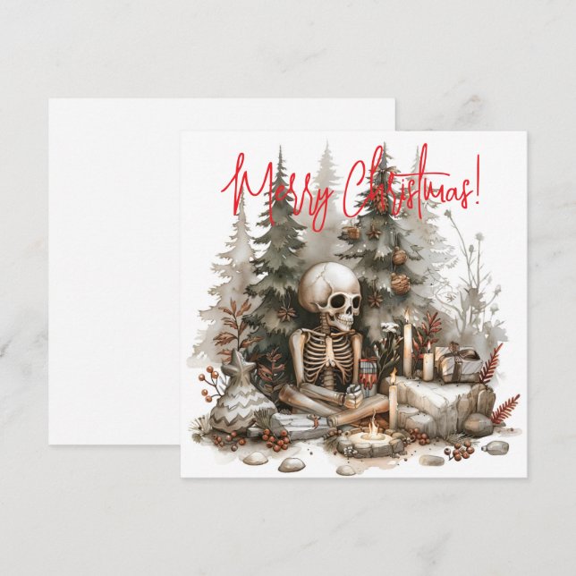 Carte Squelette de Noël avec arbres de Noël (Devant / Derrière)