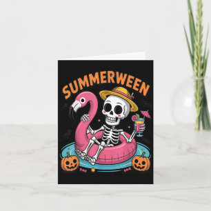 Carte Squelette de Summerween effrayant attendant Hallow