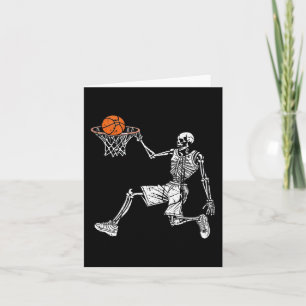Carte Squelette d'Halloween Joueur de basket-ball amusan