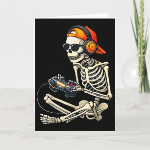 Carte Squelette d'Halloween joueur rétro de jeux vidéo g
