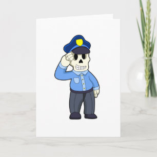 Carte Squelette en policier avec chapeau de policier