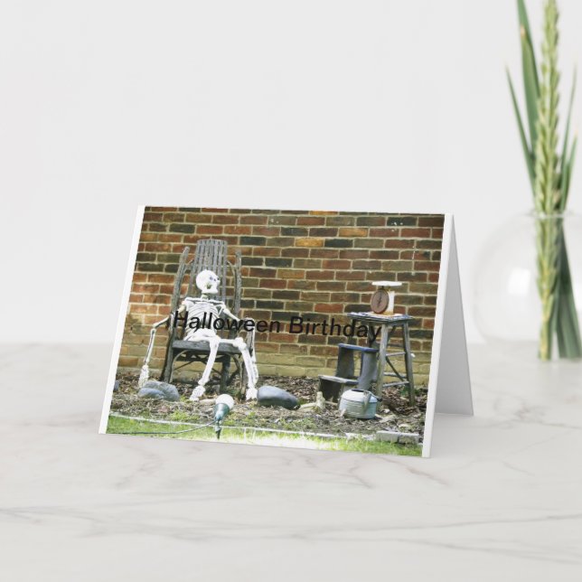 Carte Squelette Halloween Anniversaire (Devant)