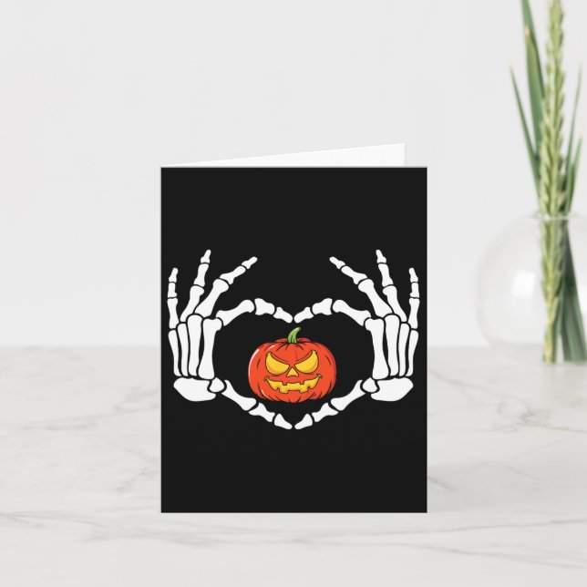 Carte Squelette Mains Coeur Signer Retro Costume Hallowe (Devant)