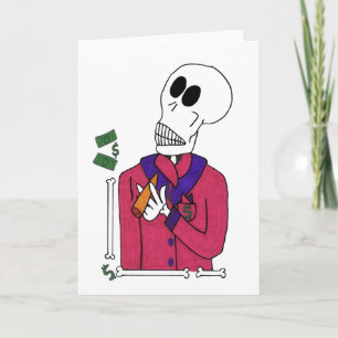 Carte Squelette mignon Homme riche en Fumer Veste et Cig