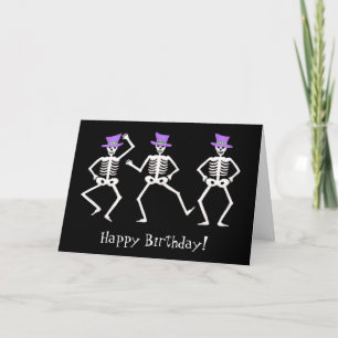 Carte Squelette noir Danser Halloween Joyeux anniversair