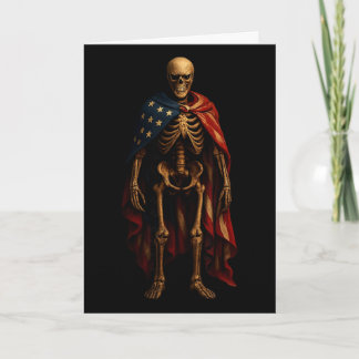 Carte Squelette patriotique Drapeau américain Horreur go