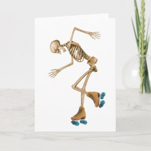Carte Squelette sur des patins de rouleau
