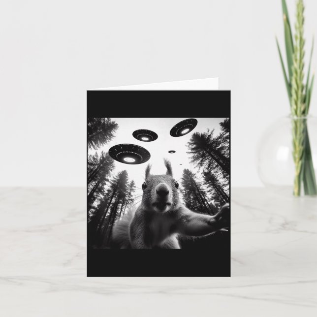 Carte Squirrel Selfie With Alien Ufo Funny For Men Women (Devant)