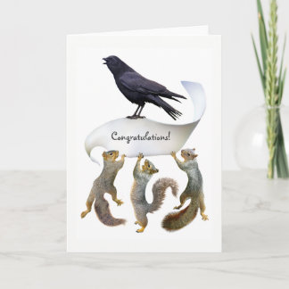 Carte Squirrels and Crow Congratulations Card