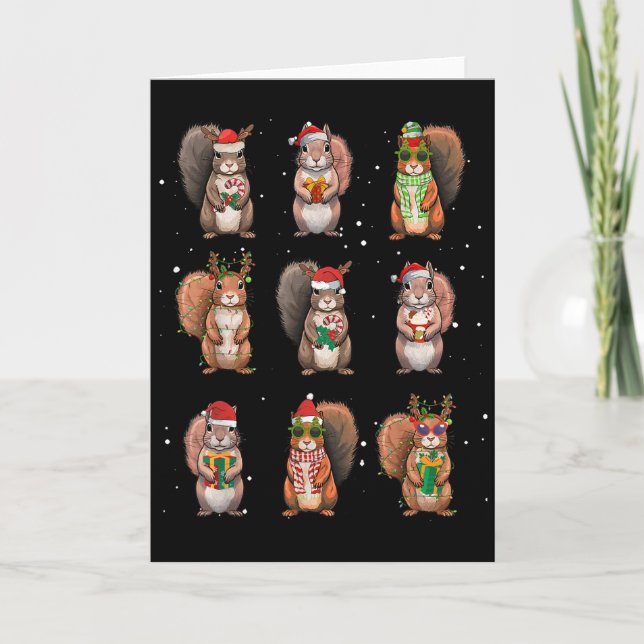 Carte Squirrels Christmas Lights Decor Funny Squirrel Lo (Devant)