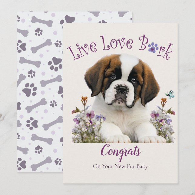 Carte St. Bernard Adoption de chien, Jour de la Gotcha (Devant / Derrière)