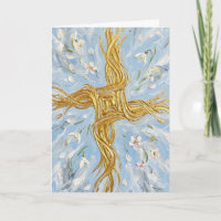 St Brigid's Cross Snowdrops Golden Imbolc Art