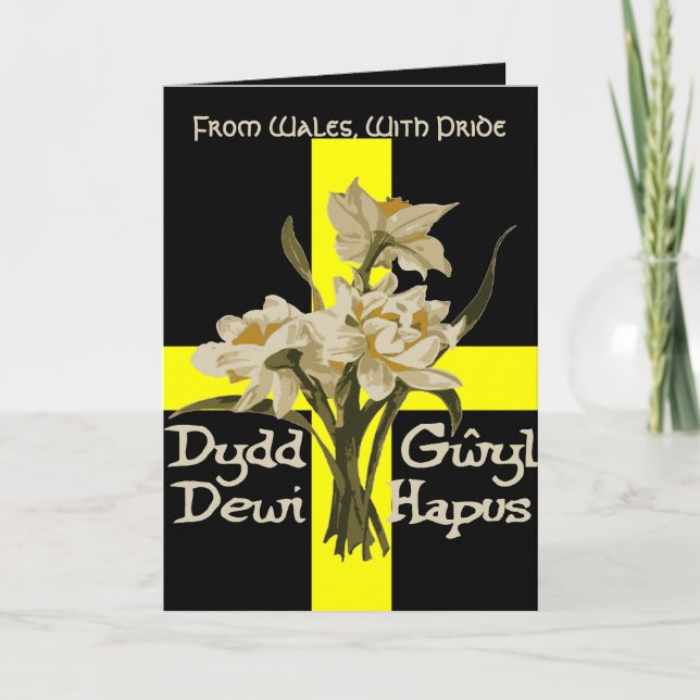 Carte St Davids Day Daffodils And Cross (Devant)