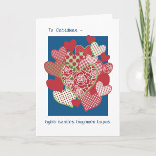 Carte St Dwynwen's Day Hearts Card, Salutation galloise