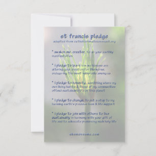 Carte St Francis Pledge / Earth Charter