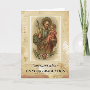 Carte St. Joseph & Enfant Jésus Début de la graduation