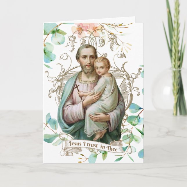 Carte St. Joseph Jésus Floral Religieux Catholique (Devant)