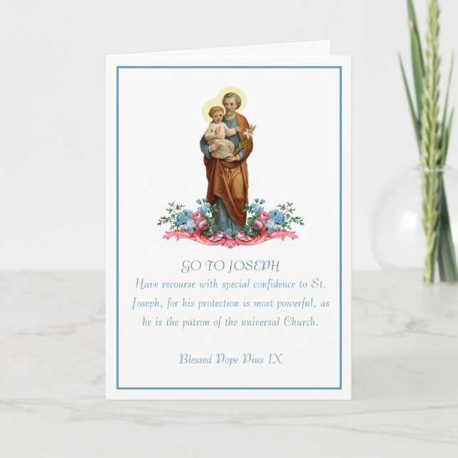 Carte St. Joseph & Jésus Prière religieuse florale (Devant)