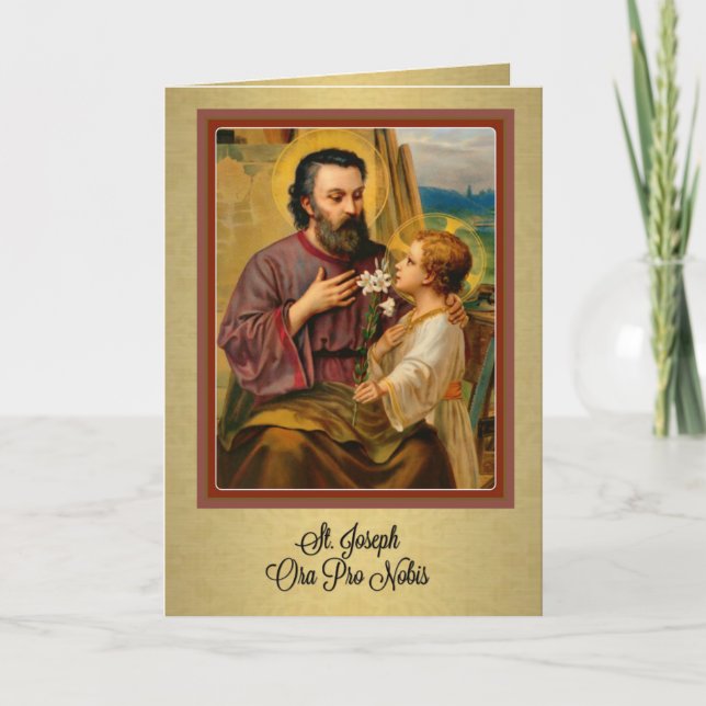Carte St. Joseph Jésus Religieux Vintage catholique (Devant)