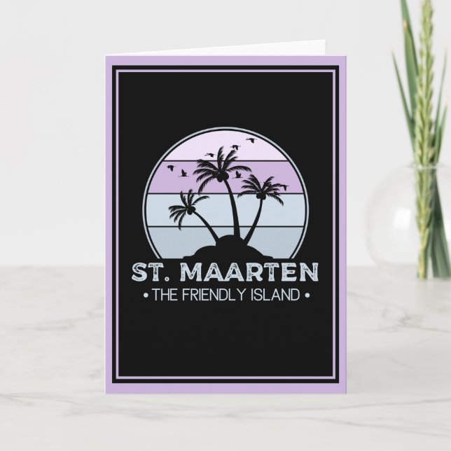 Carte St. Maarten L'île amicale rétro Sint Martin (Devant)