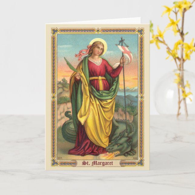 Carte St Margaret avec le dragon et la bannière de résur (Fleur jaune)